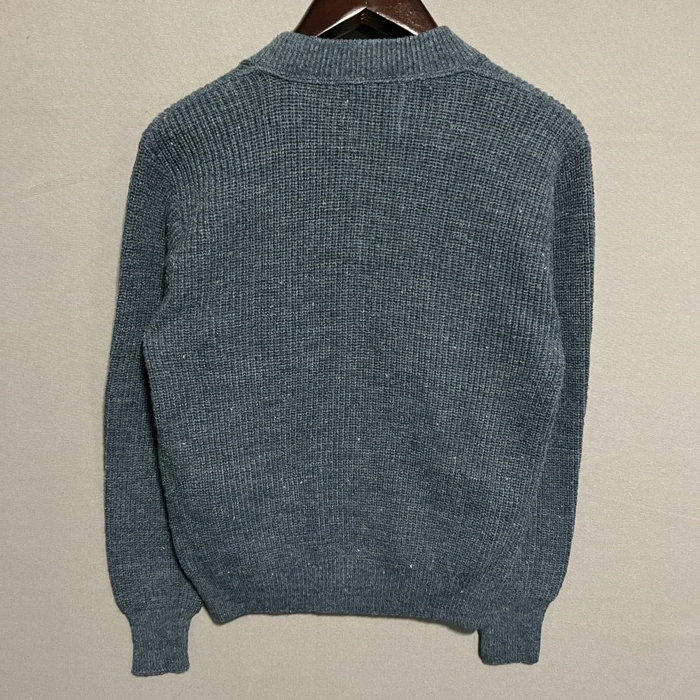 Vintage 70s USPS Mail Man Letter Boy Cardigan Sweater Blue Zip Front Talon M L